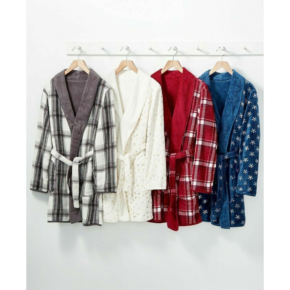 Martha Stewart Reversible Plush Robe In Grey One Size